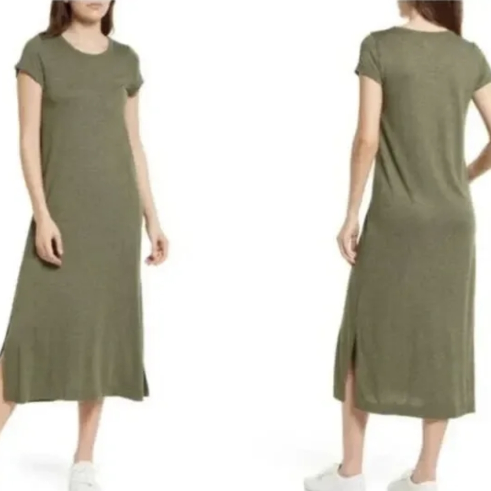 Madewell Highland Olive Green Relaxed Tee Shirt Midi Dress Women's Size XS - Picture 1 of 10